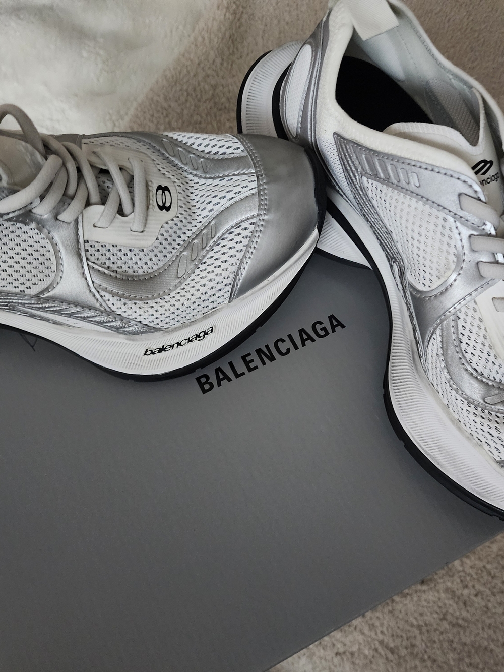 Balenciaga Silver White Athletic Sneakers